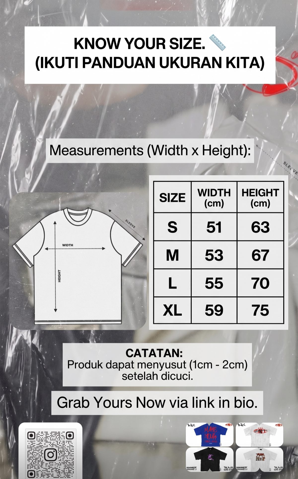 Size chart kaos FNL